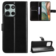 Luxury Crazy Horse PU Leather Casing Motorola Moto G75 5G Flip Cover Lanyard Card Holder Wallet Case