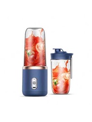 2杯便攜式水果榨汁機，無線搖擺式果汁機，USB可充電攪拌機，適用於食品、運動房間和野餐，水果冰沙製造商