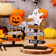 NANASALONNN Creative Halloween Pumpkin Letter Ghost Wooden Ornament Tree Shaped Ghost Desktop Orname