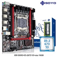 SOYO X99 เมนบอร์ดชุดIntel LGA2011-3 Xeon E5 2673 V3 CPU DDR3 1*16GB ECC RAMหน่วยความจําM.2 NVMEสําหร