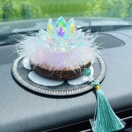 Good luck lotus transfer lotus car decoration car center console crystal rotating lotus men and wome