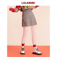 LALABOBO原創格紋系帶短裙刺繡