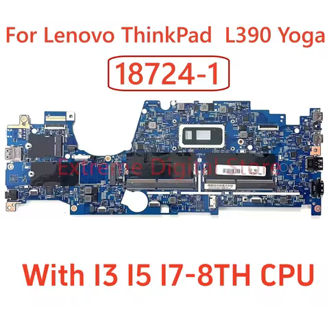 For Lenovo Thinkpad L390 Yoga Laptop motherboard 18724-1 with CPU I3-8145U I5-8265U I7-8565U 100% Te