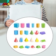 LAHOMIA 24Pcs 3D Shape Geometric Solids Multicolored Shapes 3D Shape Blocks for