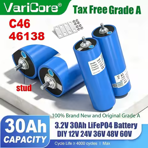 3.2V 30Ah LiFePO4 Battery 46138 6C Phosphate Cell for 4S 8S 12V 24V 36V 48V Golf Cart Motorcycle Car