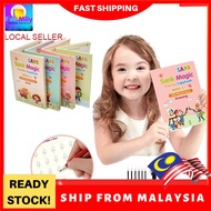 4 Books of Children's Magic Books, Reusable 3D Calligraphy Copybooks, English Number Lettering Magic