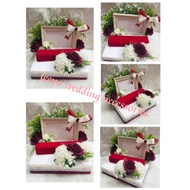 gubahan frame mas kahwin + bekas rantai tangan(maroon,cream,silver)