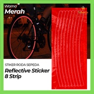 Bicycle Wheel Sticker Bicycle Wheel Reflective Sticker 8 Strips - A-0001 - Red