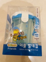 韓國Edison 雙容量 雙吸管 ，學習水杯，防漏神奇水壺、可拆式手把