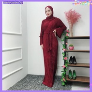 Muslimah  lace dress muslimah plain pleated abaya Moden Pleated Ironless Jubah Long Dress Cassal Fas