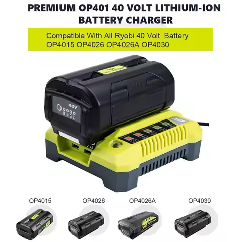 OP401 Lithium-Ion Battery Charger for Ryobi 40V Li-ion Battery OP4050A OP4015 OP4026 OP4030 OP4040 O