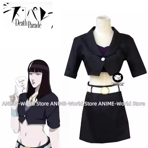 Anime Death Parade Black Haired Woman Chiyuki Kurokami No Onna Cosplay Costume Black Uniform Full Se