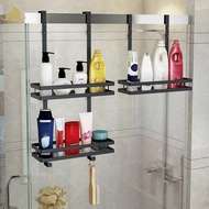 Shower Caddy Hanging Shelf with Hooks Suction Cups Stainless Steel Hanging Door Shower Rack Rustproo