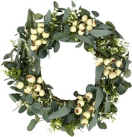 Artificial Spring Wreath 20 Inch Summer Wreaths for Front Door Green Eucalyptus Wreath with Big Berr