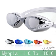 【hot sale】❡☫♘ D06 Myopia Swimming glasses -1.0 -10 Waterproof Anti-Fog arena Prescription swim eyewear water Silicone Big diving goggles Men Women