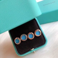 Tiffany 925純銀圓環綠松石雙T耳環