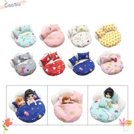 CACTU Labubu Doll Bed, Cotton Polyester 17cm Plush Labubu Doll Glasses,  Round 6 Colors Dolls Access