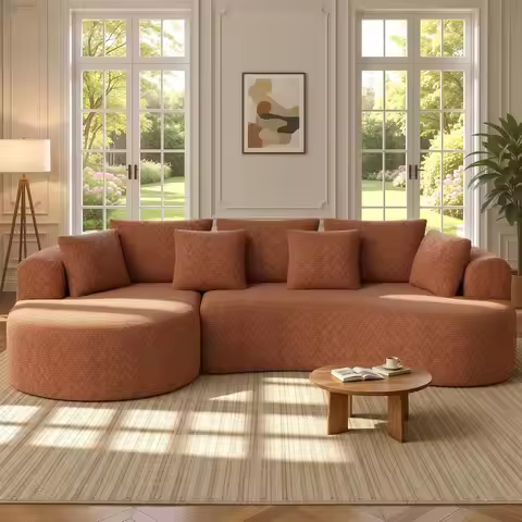 126" Oversized Curved Sectional Sofa for Living Room, Boneless Modern Couch with Chaise, Cloud Couch