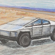 Tesla Cybertruck Painting Pickup Tesla Inc 2023 Original Art Automobile Texas