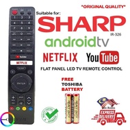 Sharp Android Smart Flat Panel TV Remote Control (IR-326) LC-60LE650M, LC-60UA6800X, 2T-C42BG1X, 2T-