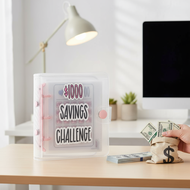 PVC 3-Hole Mini Money Challenge Binder with Envelope, Save Up to $1000
