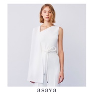 [asava rs23] Asava One-Shoulder Cape Blouse เสื้อผู้หญิง ไหล่เดียว แต่งผ้าเครปโอบไหล่ ซิปหลัง