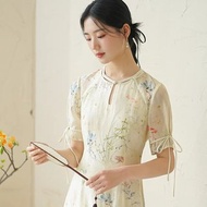 夏葵 新中式復古中國風 圓領改良旗袍洋裝