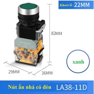 Combo 10 Nút nhấn nhả có đèn 220V LA38-11D Phi 22mm 1NO 1NC