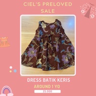 Preloved dress batik anak perempuan Batik Keris usia 1 tahun-an