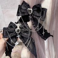 Wind Thunder Series Asian Culture Chain Cross Fungus Edge Bow Hairpin Brooch #G7.7#
