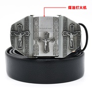 5.4-Men's Unique Lighter Belt Youth Student Nightclub Fashion Creative Unique Leather Self-Defense B