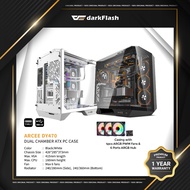 darkFlash ARCEE DY470 ATX PC Case (with 4pcs ARGB PWM fan & 6 ports ARGB Hub) Black & White