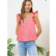 Square neck blouse made of soft raw cotton S>50kg bust under 85 white, M>57 bust under 90 pink, L>63
