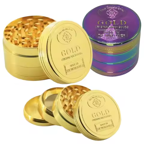 1.6/2inch Gold Coin Herb Grinder 4-layer Spice Pepper Mill Salt Mortar Raw Grass Tobacco Grinder Smo