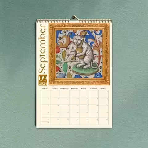2024 Weird Medieval Cats Calendar Cats Wall Calendar Aesthetic Animal Planner Calendar Hangable 11.4