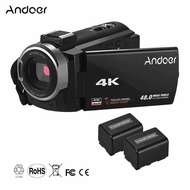 Andoer Portable 4K HD Digital Video Camera Camcorder DV 16X Digital Zoom 3 Inch TouchScreen WiFi Connection IR Night Vision Hot Shoe Mount with 2pcs Batteries (Black)