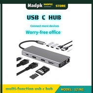 multi-function usb c hub type c to HDIM RJ45 usb 3.0 3.5mm pd sd/tf cards reader adapter for laptop