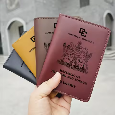 Vintage Republic Of Trinidad And Tobago Passport Cover Holder Handmade Genuine Leather Passport Case