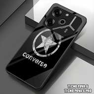 HP GUMIHO - Glossy Glass Glitter Case for Type TECNO POVA 6hp TECNO POVA 6 PRO Fashion Kesing ALLSTA