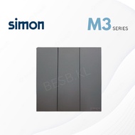 【READY STOCK】Simon M3 581131 Switches Series 16A 3 Gang 2 Way Switches SMOKY BLACK