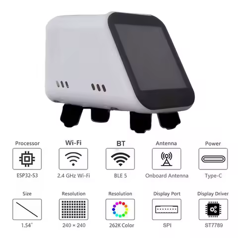 AI Chat Robot ESP32 S3 MUMA N16R8 with 1.54in Screen Wifi Weather Clock Robot WIFI BT5 Type-C Port f