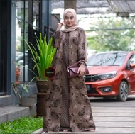 ~[Dijual] Baju Gamis Batik Wanita Jumbo Kombinasi Modern Terbaru