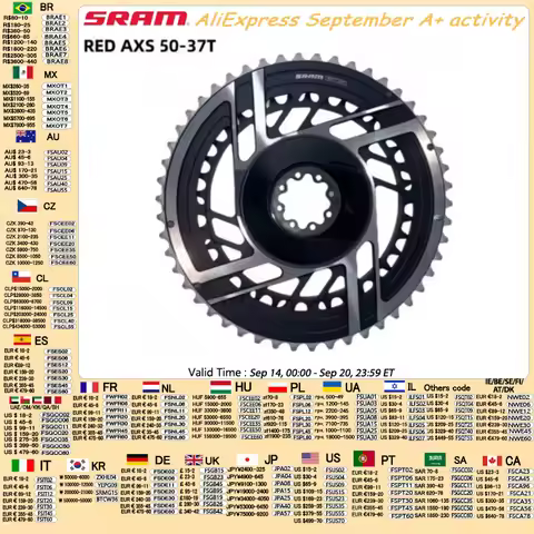 SRAM RED AXS 50-37T Chainring 8Bolt Direct Mount 2x12Speed 8 Holes Black Round Chainring Double Orig