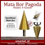 Mata Bor Pagoda 4-42mm / Titanium HSS Drill Besi Kerucut Cone Hole Saw