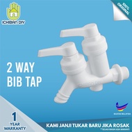 Bib Tap 2 Way L2BT01 Dual Two Way Faucet Bathroom Toilet Plastic Plastik Kepala Paip Berkembar [ichi