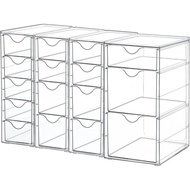 Vtopmart Acrylic Organizer with 16 Drawers (4 Set),Clear Storage Drawers for Office Supplies,Desk Or
