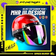 Motorcycle MHR III Siap Rainbow Visor BRV LOGO Steng Kura Topi Keledar MHR Separuh Helmet Half Cut