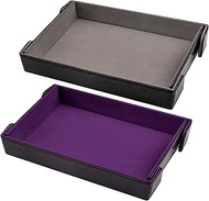 SIQUK 2 Pieces Magnetic Dice Tray Rectangle Folding Dice Rolling Tray PU Leather Dice Trays Dice Hol