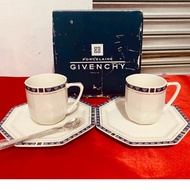 GIVENCHY MUGS AND PLATE SET OF 2 +2pcs tespoonw/original boxa