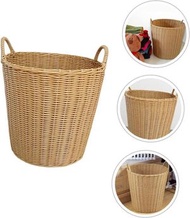 雜乜鋪 - 2件裝 - 浴室髒衣籃塑膠髒衣簍髒衣筐收納籃編織籃籃收納籃折疊，洗衣籃折疊洗衣籃可折疊的兒童玩具儲物容器浴室存儲孩子編織塑料模仿藤製床籃